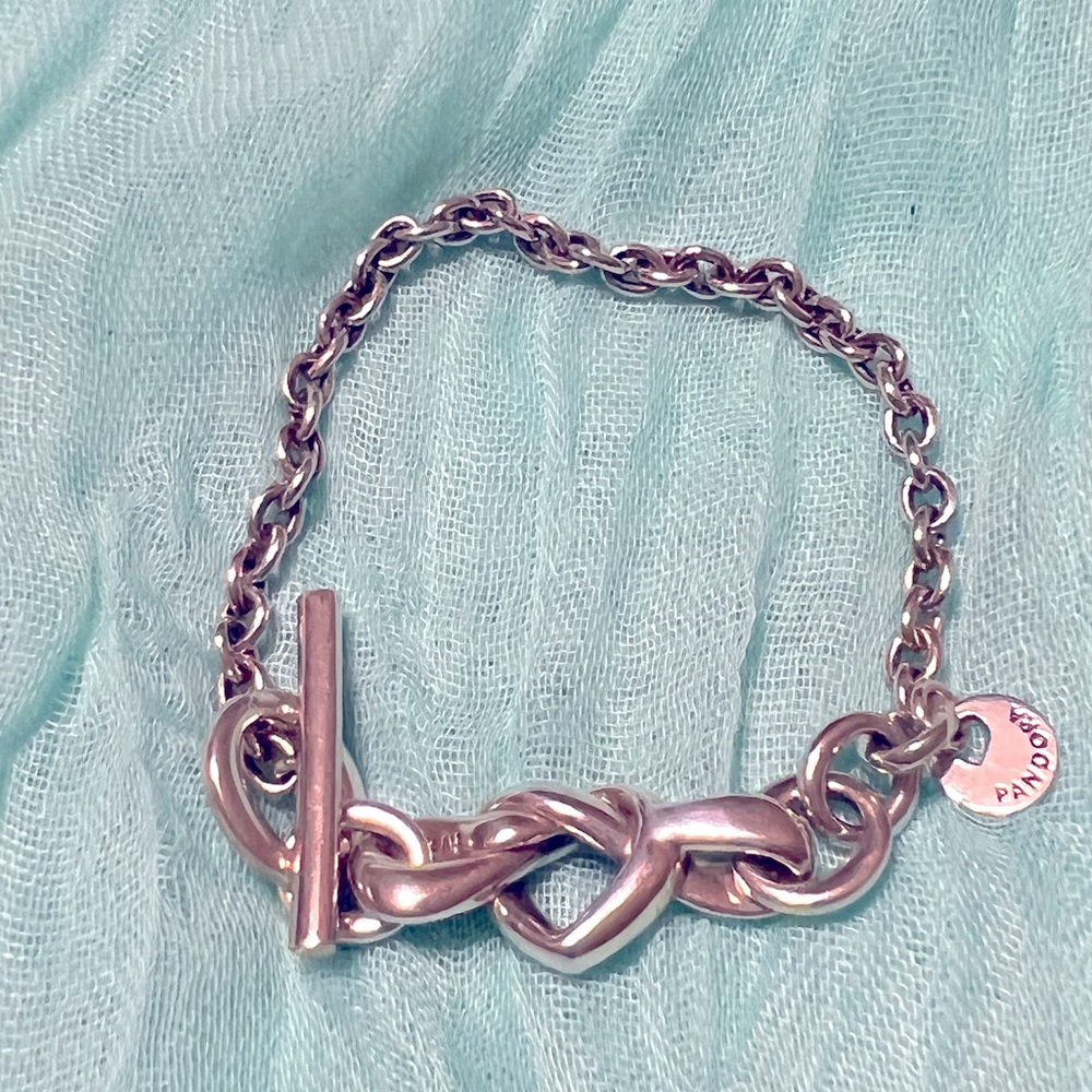 Authentic Pandora Knotted Heart T-Bar Bracelet